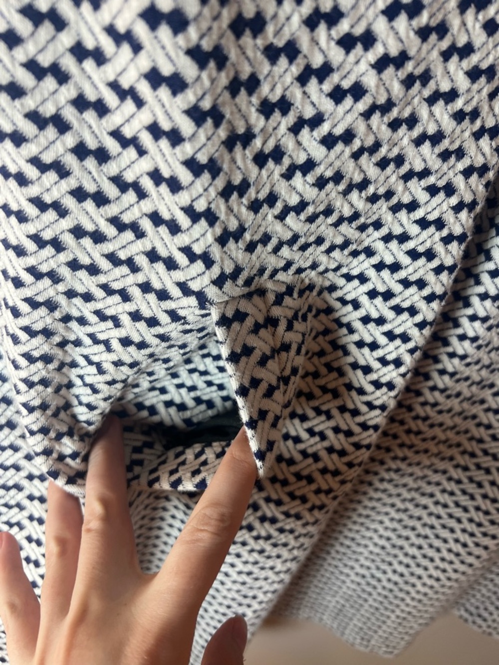 Tyler Boe Kristin Woven Chain Link Blue White Roll Neck Shift Dress Preppy Sz M - Picture 4 of 6